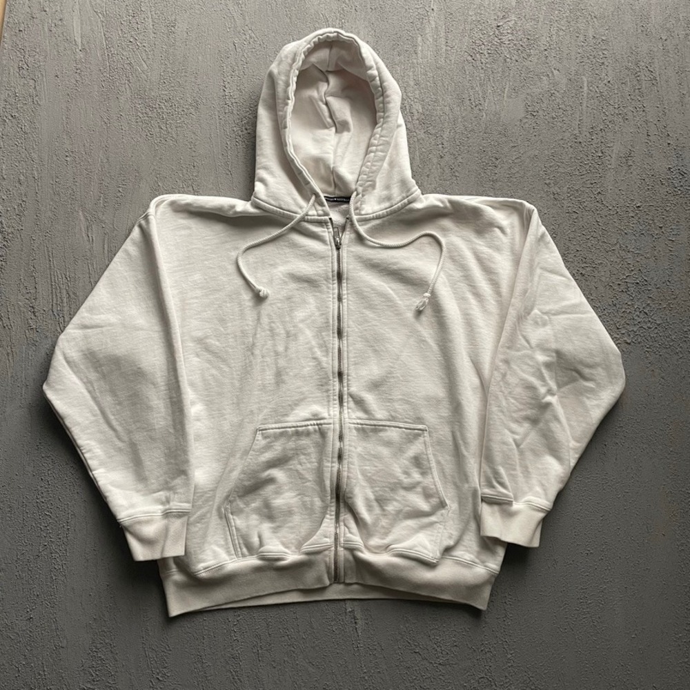 Brandy Melville Oversized Full Zip Hoodie Womens XL White